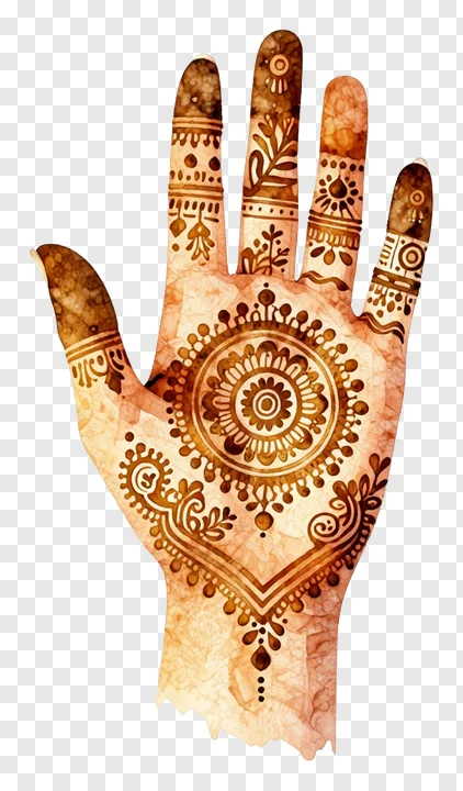 Hand decorated with watercolor mehndi patterns.