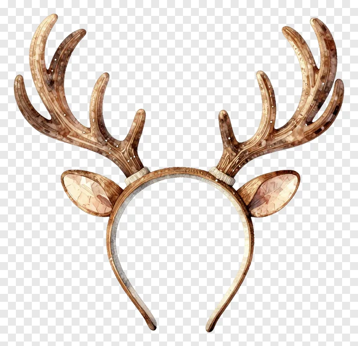 A watercolor-style reindeer antlers headband.