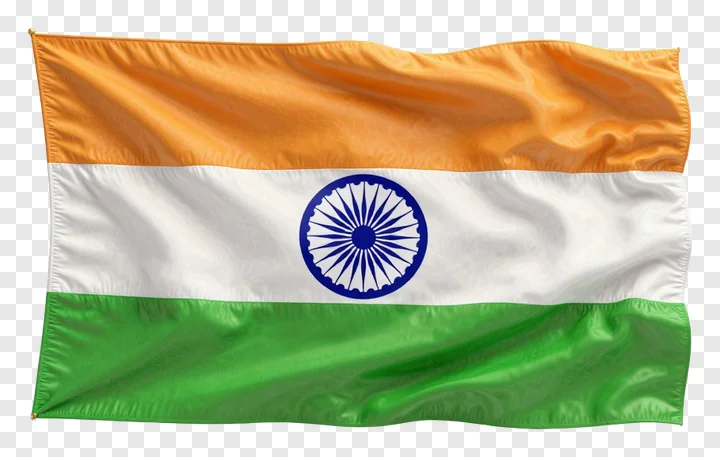 The Indian flag waving in the wind.