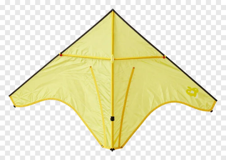 A yellow kite with a central spine and cross-bracing.