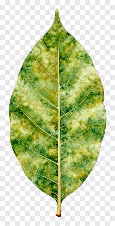 A mango leaf toran with mottled green and yellow coloring.