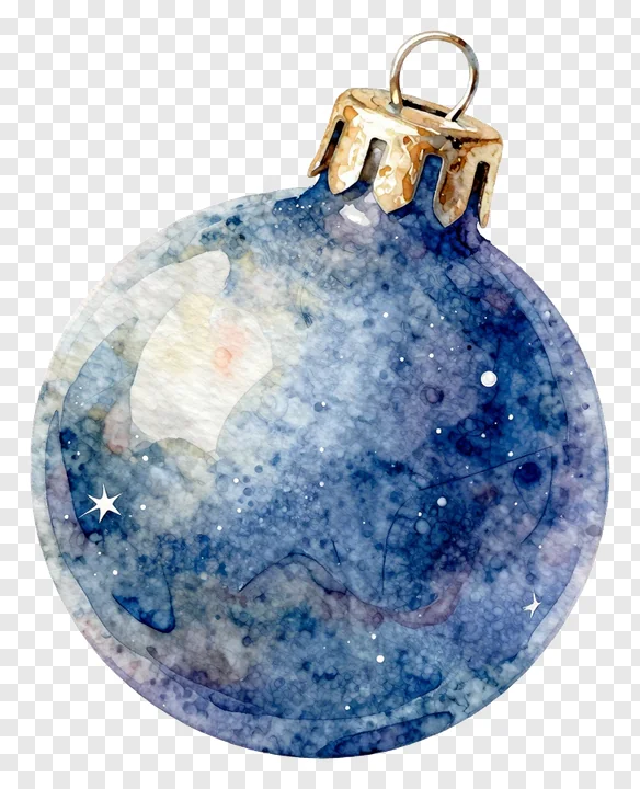 A watercolor galaxy-themed Christmas ornament with a gold cap.