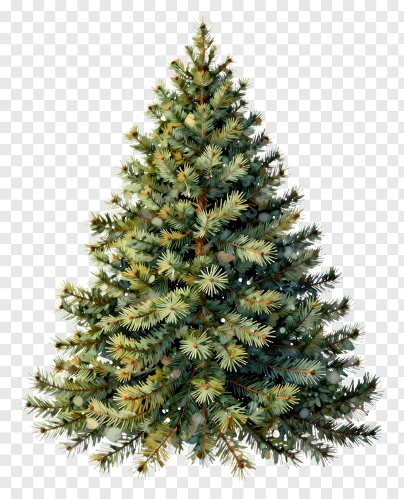 A realistic faux pine Christmas tree with frosty green needles.