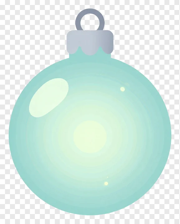 A glowing teal Christmas ornament with a silver cap.