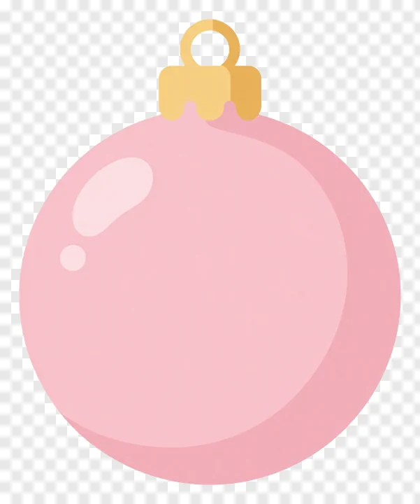 A pink Christmas bauble with a gold top.