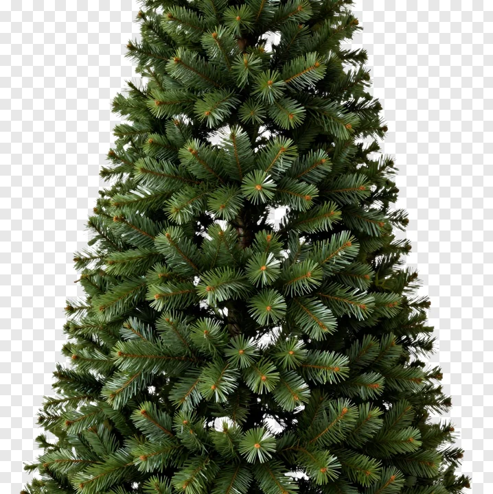 A realistic artificial pine Christmas tree with green needles.