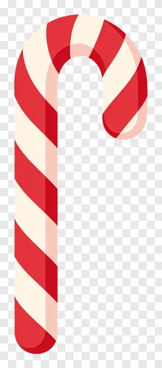 A red and white striped candy cane.