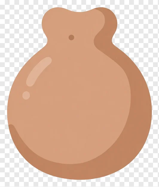 A smooth, rounded clay diya in terracotta color.