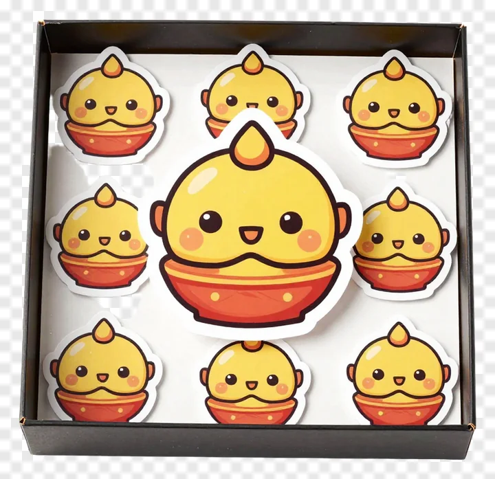 Set of cute cartoon diya lamp stickers for Diwali.