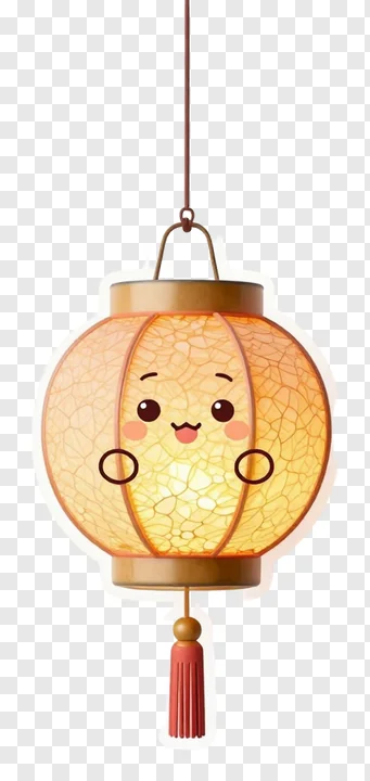 A cute lantern with a smiling face and crackled glass.