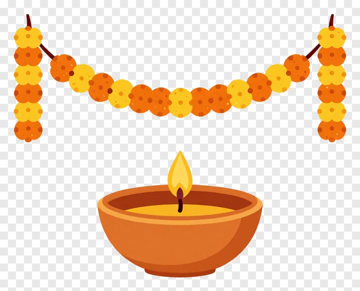 Diwali garland and oil lamp for festival decoration