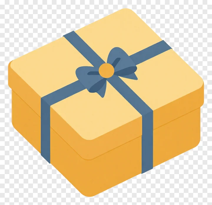 An isometric view of a gift box with a bow.