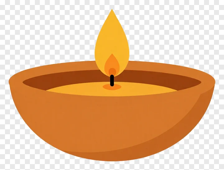 A simple diya with an orange flame.