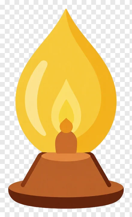 A stylized flame with warm yellow and orange colors.