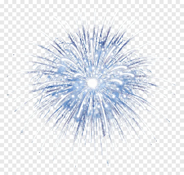 A blue firework burst with sparkling trails.