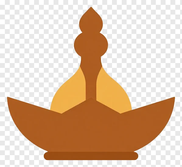 A traditional Chhath festival lamp with a curved base and ornamental top.