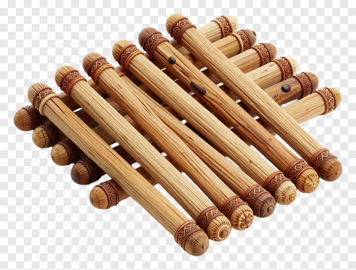 Set of decorated bamboo dandiya sticks laid diagonally across each other.