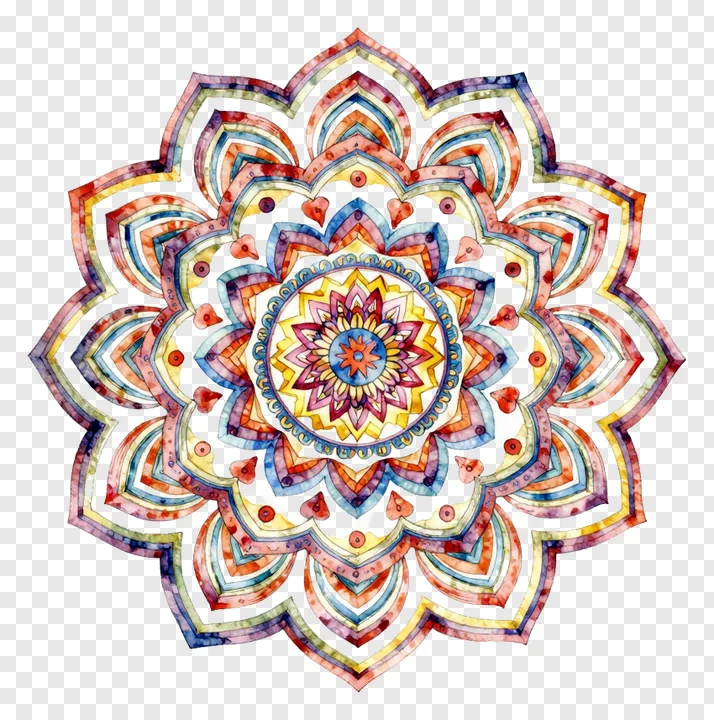 Colorful watercolor mandala pattern for festival use.