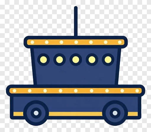 A parade float with lights for festivals.