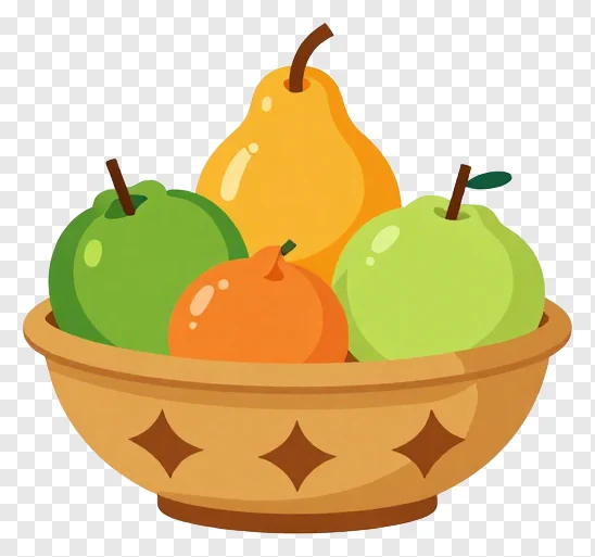 A wooden basket containing assorted fruits for Chhath Puja.