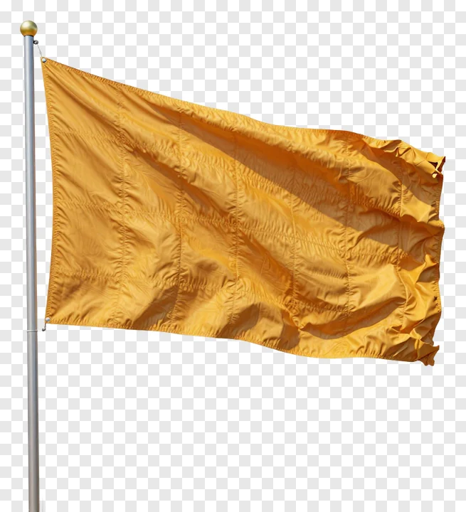Golden flag waving on a pole for Chhath Puja.