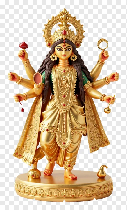 Golden eight-armed Durga statue.