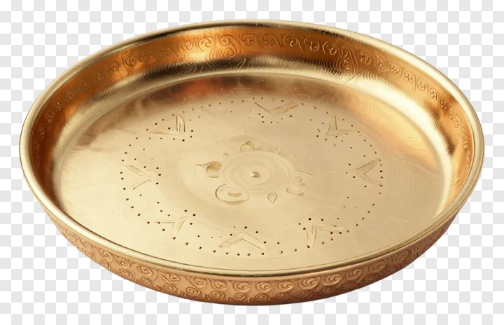 Golden ceremonial thali for Karwa Chauth pooja