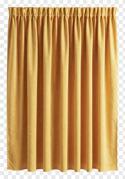 Golden pleated fabric jhalar hanging vertically.