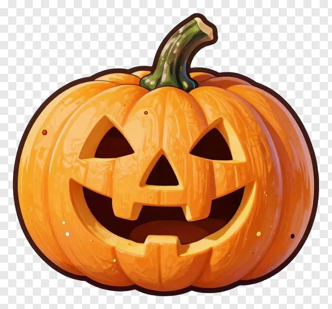 A carved jack-o-lantern pumpkin with a glossy finish.