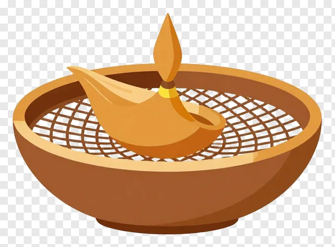 A diya inside a sieve for Karwa Chauth.