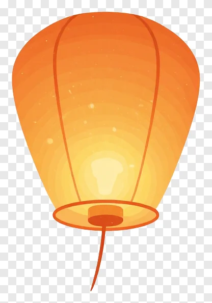 An orange floating lantern with a string.
