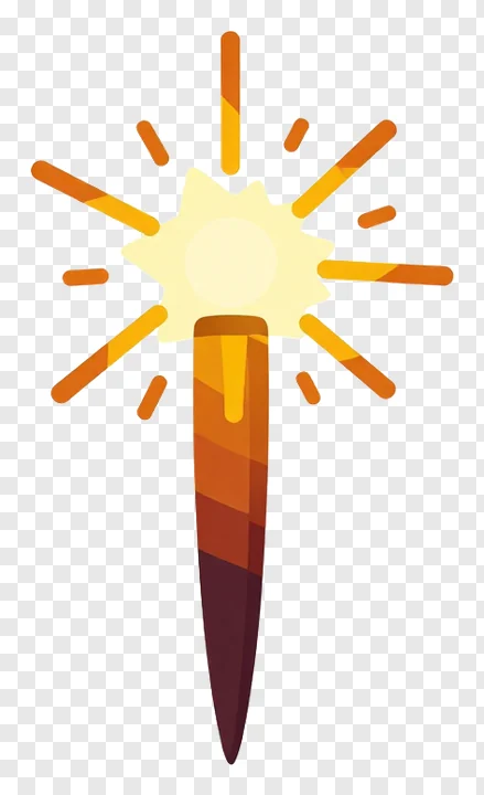 An orange and yellow sparkler firecracker graphic.