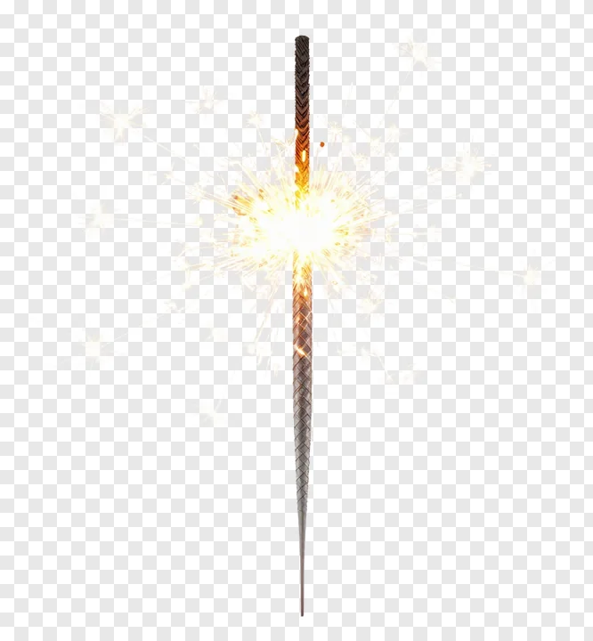 A sparkler firecracker with a braided handle.