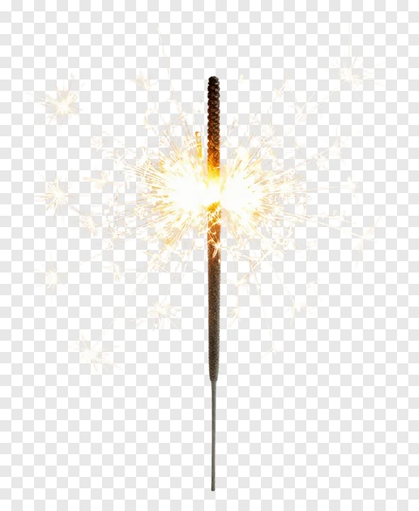 A lit sparkler emitting bright sparks.