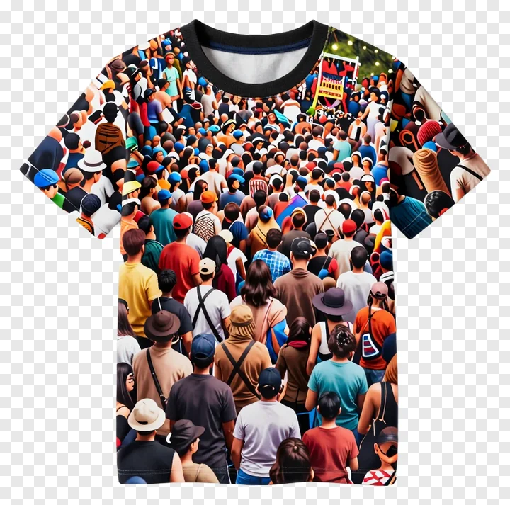 T-shirt displaying an animated crowd view of a festival event.