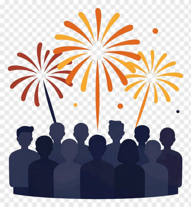 People watching fireworks at a festival.