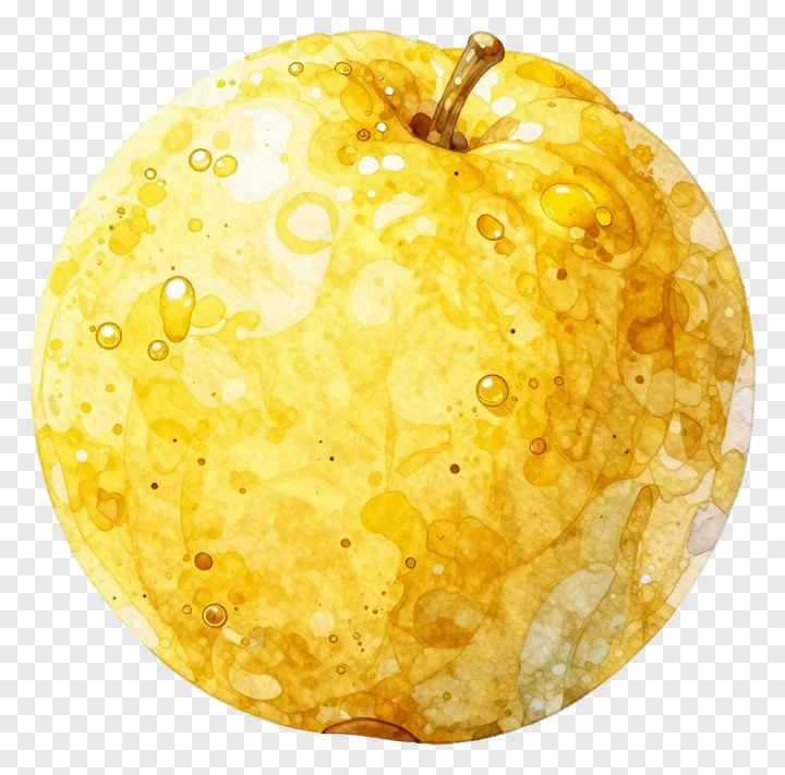 Yellow apple with watercolor effect.