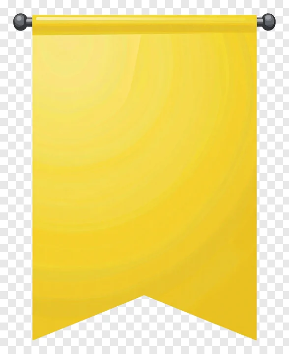 Yellow festival banner with curved bottom edge.