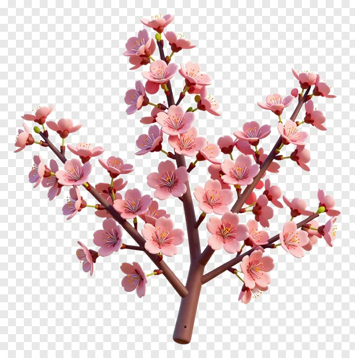 A branch with pink cherry blossoms.