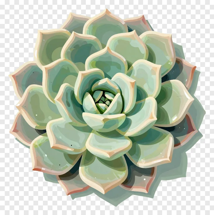 A stylized succulent plant in pastel tones.