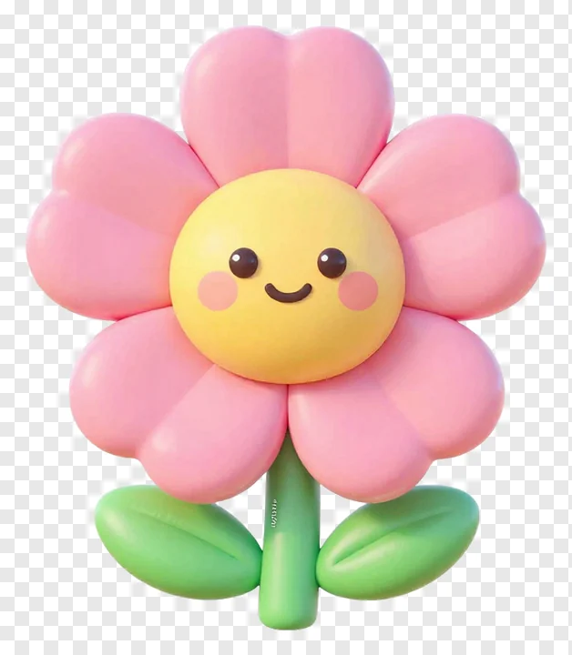 A cute animated flower with a happy face.