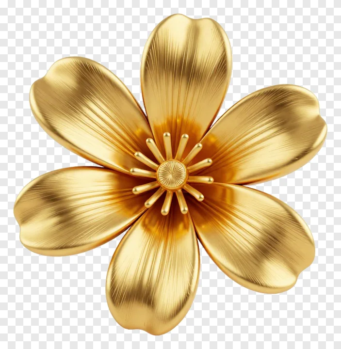 A five-petaled golden flower with a metallic finish.