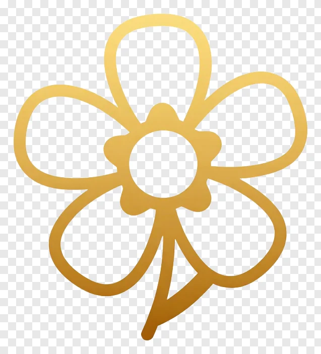 A golden gradient line art flower.