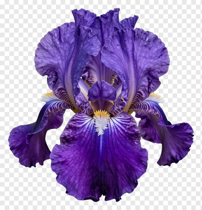 A purple iris flower with detailed petals.