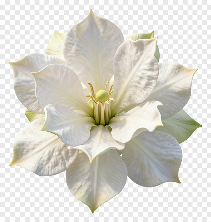 A close-up of a white tuberose flower.
