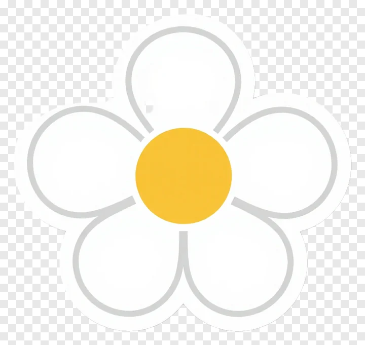 A flower sticker with a yellow center and white petals.