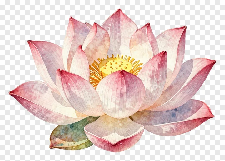 A pink lotus flower painted in watercolor style.