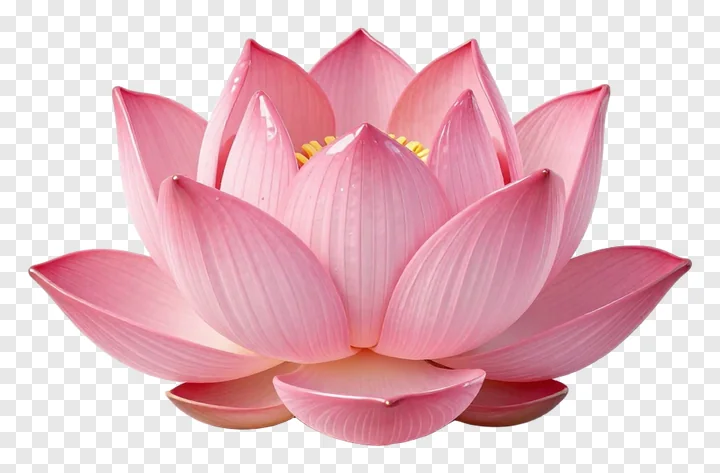 A pink lotus flower with glossy petals.