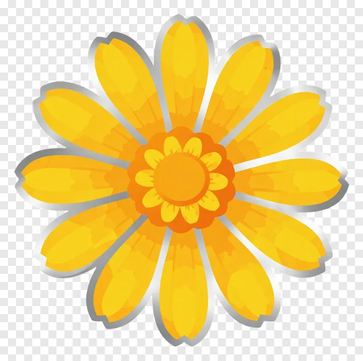 Yellow marigold flower with silver outline.