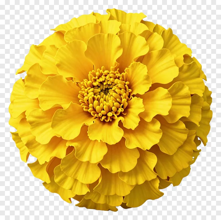 A bright yellow marigold flower in bloom.